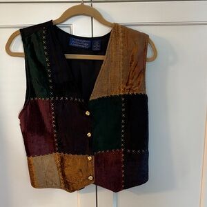 Vintage 90s Multicolor Patchwork Vest suede western